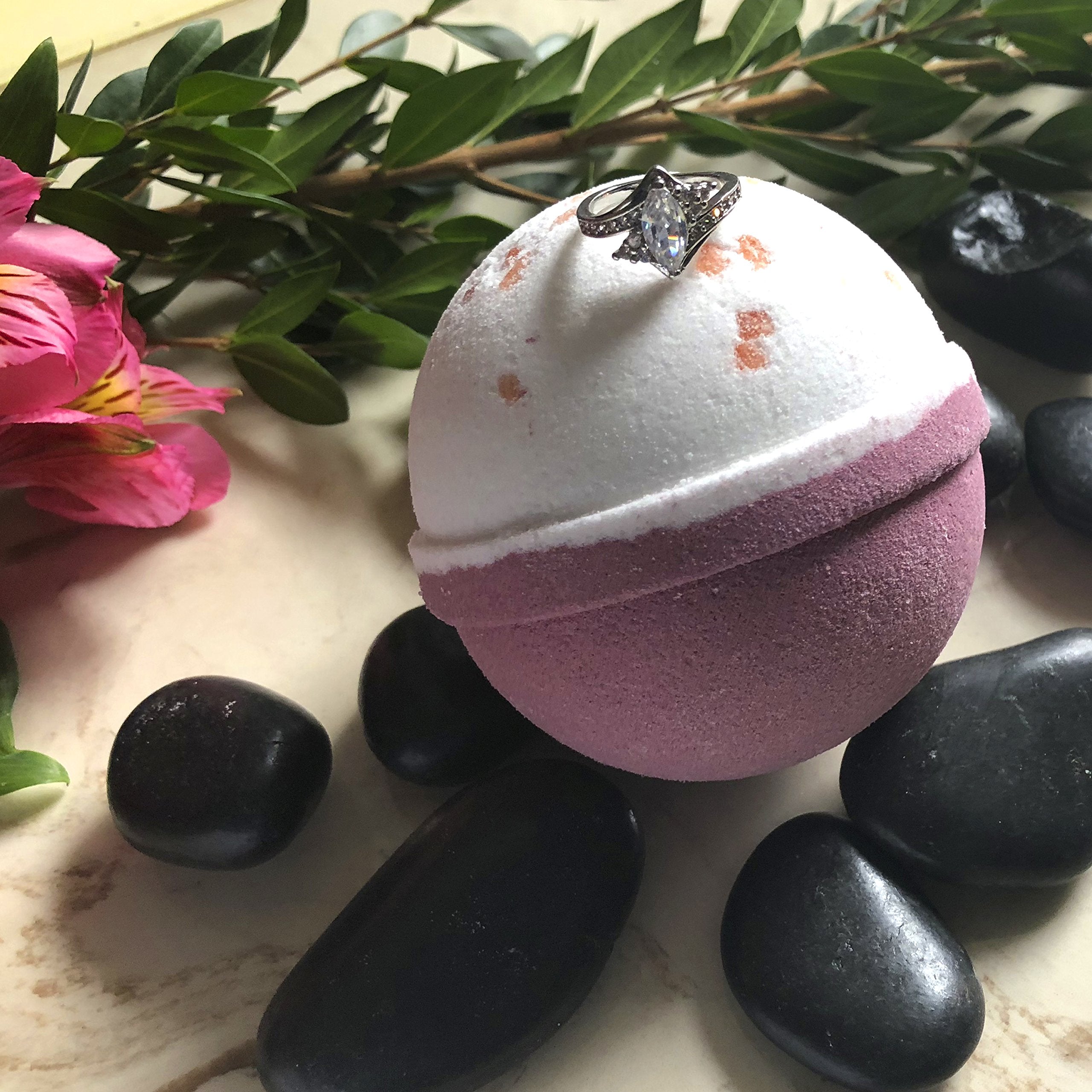 Surprise Ring Bath Bomb – Extra Large 10 oz, Pink Himalayan Sea Salt, USA Made