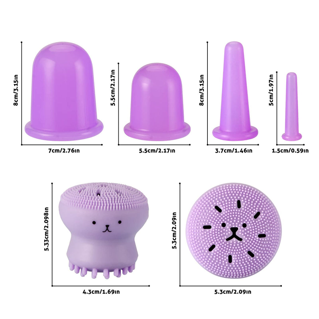 JADE KIT Facial & Body Cupping Set – Silicone Cups for Facial Massage, Skin Tightening & Body Comfort