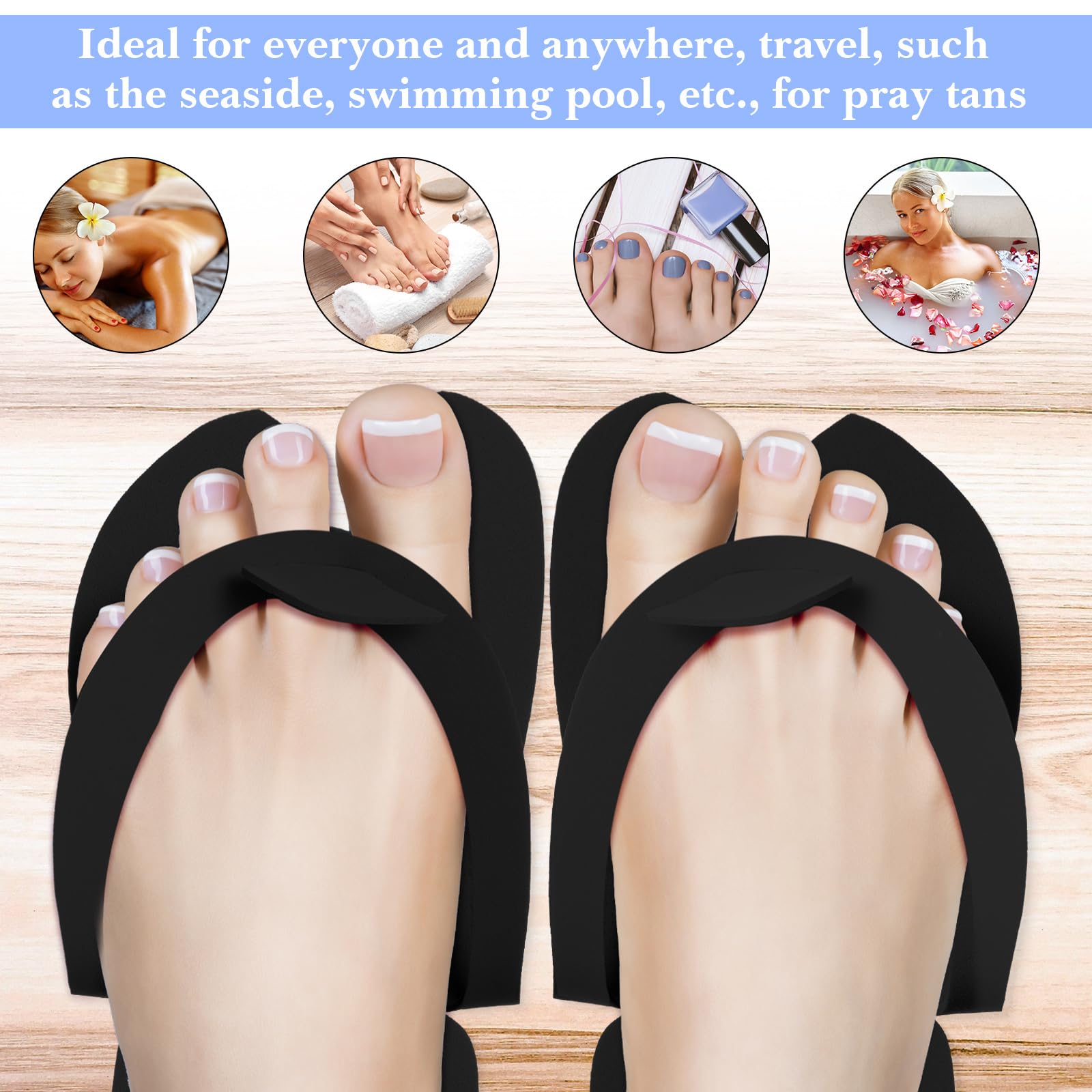 JaGely 90 Pairs Disposable Pedicure Slippers – Anti-Slip EVA Foam Spa Slippers for Guests (Black)