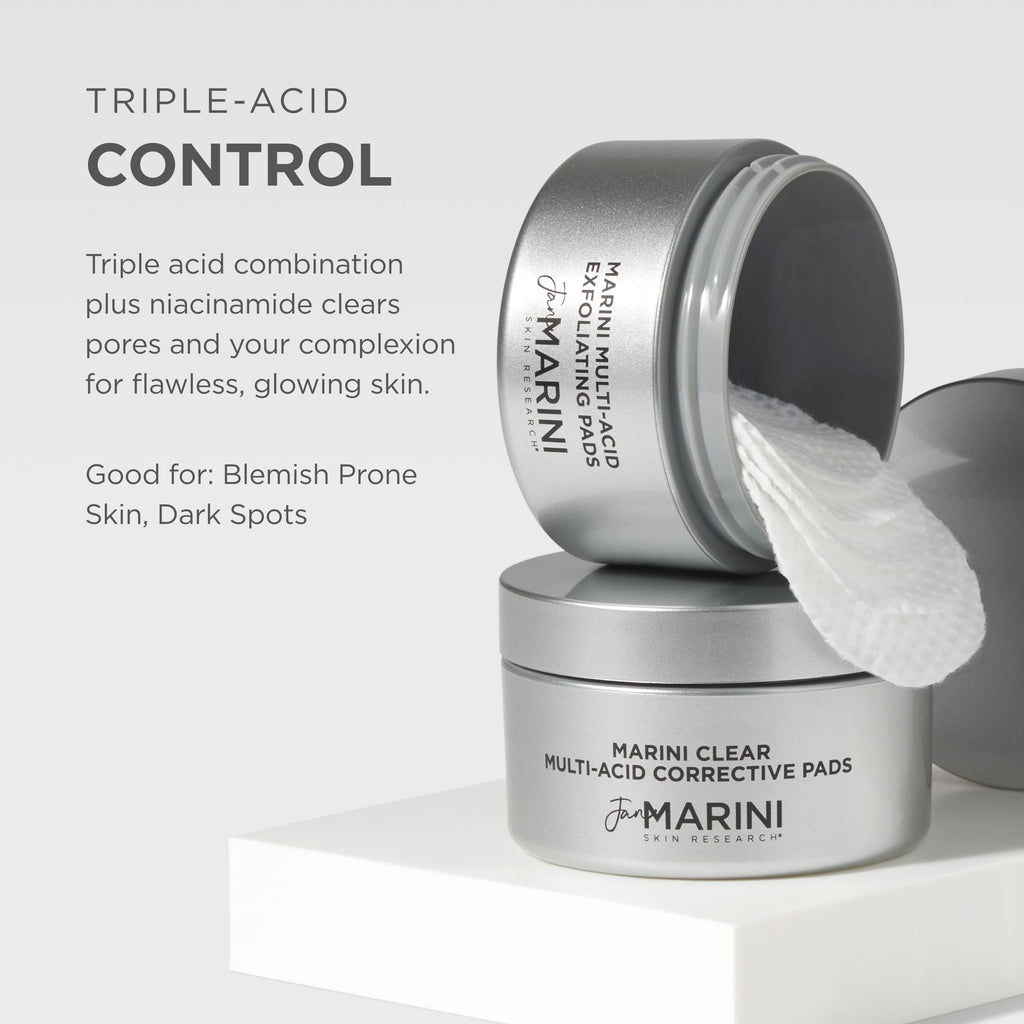 Jan Marini Skin Research Marini Clear – Multi-Acid Corrective Pads (30) for Blemish-Prone Skin