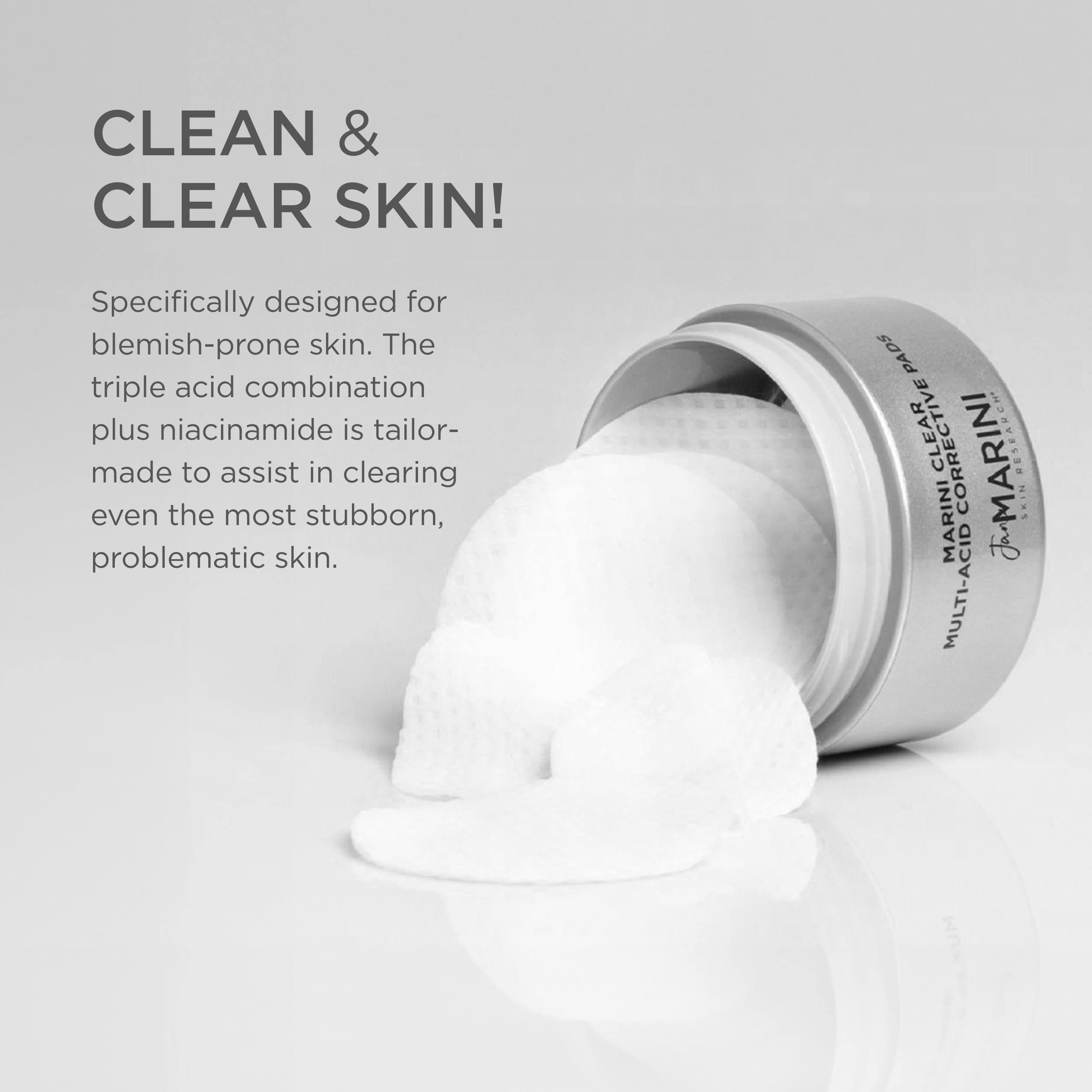 Jan Marini Skin Research Marini Clear – Multi-Acid Corrective Pads (30) for Blemish-Prone Skin