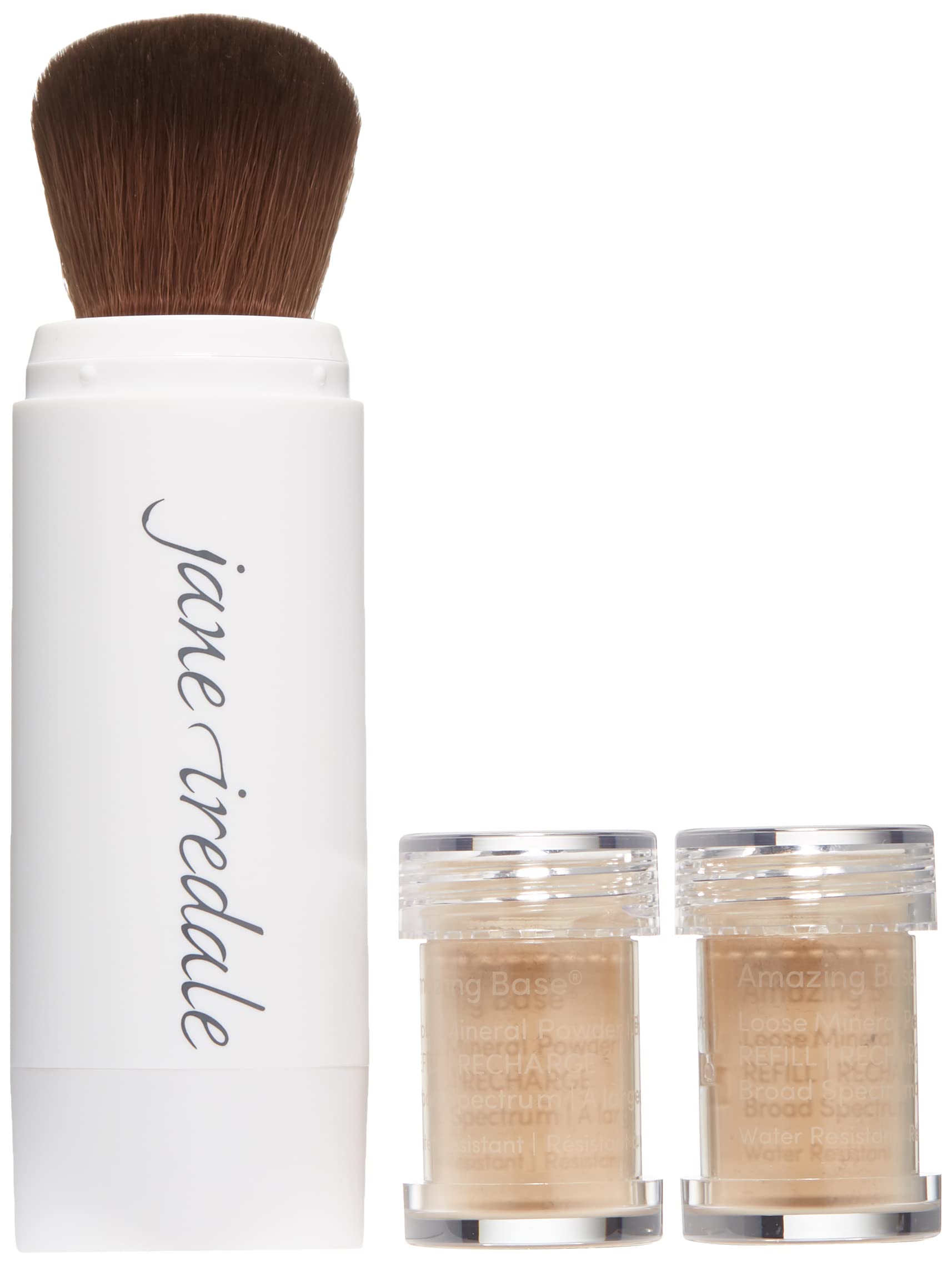 Jane Iredale Amazing Base Refillable Brush – Latte, 0.18 oz | Mineral Foundation with SPF