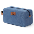 Janhavi Waterproof Canvas Dopp Kit with Engraved Initials & Wheat Ear – Blue Z