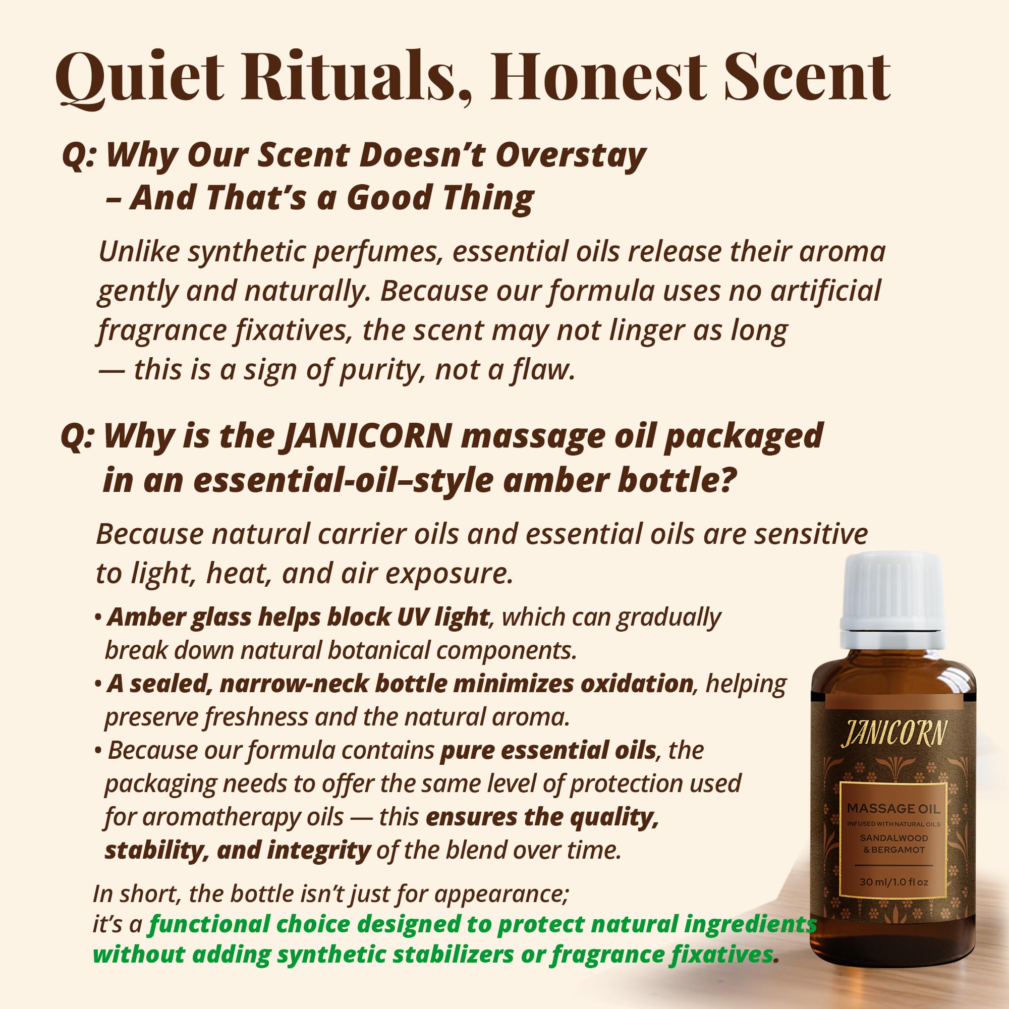 JANICORN Sandalwood and Bergamot Aromatherapy Massage Oil – Lightweight, Fast-Absorbing Hydration