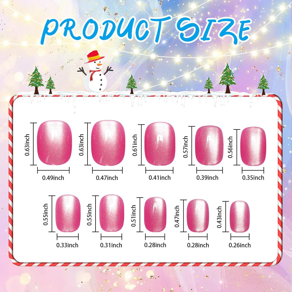 JANYUN 96 Pcs Cat-Eye Design Press-On Nails – Pre-Glued Full-Cover Short Nails
