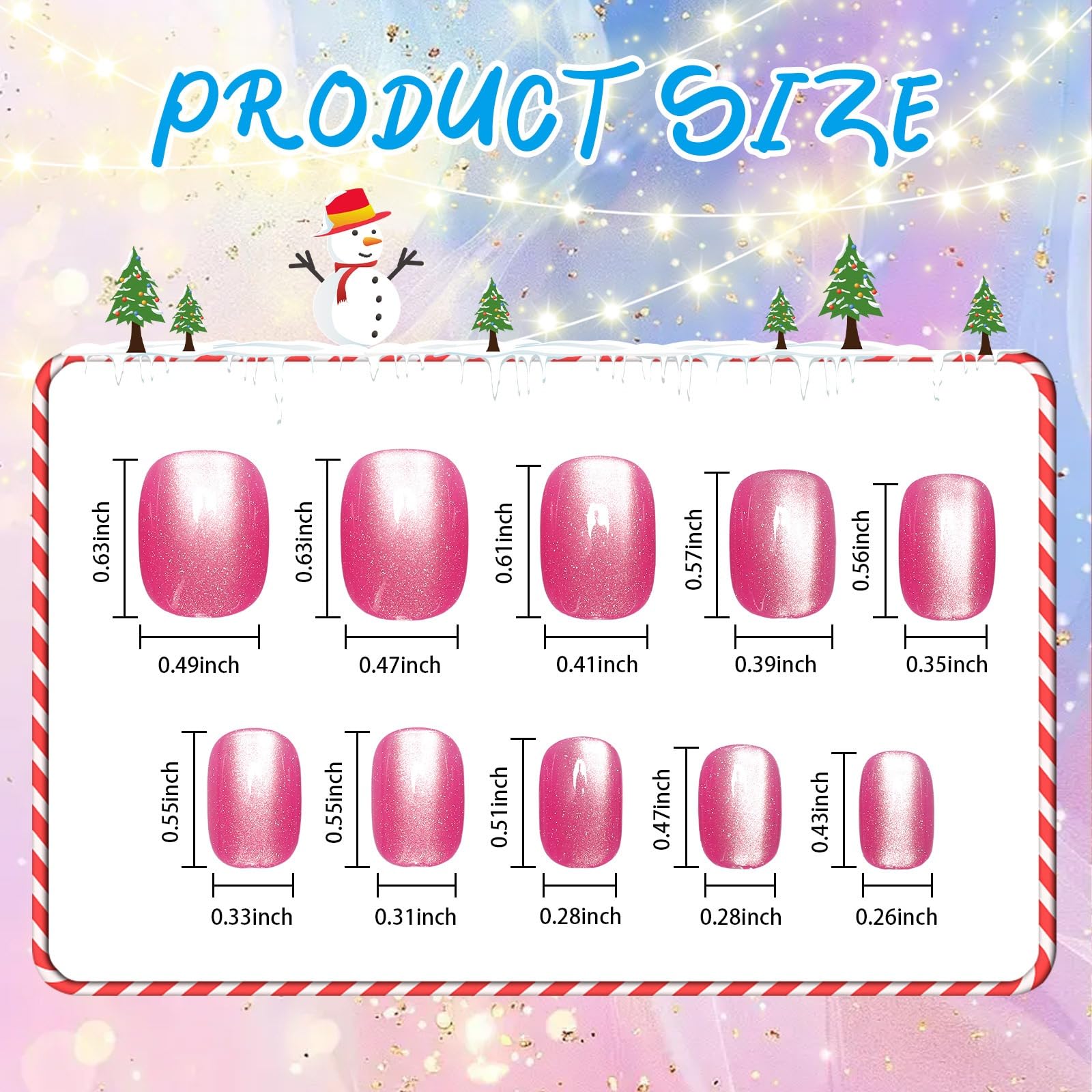 JANYUN 96 Pcs Cat-Eye Design Press-On Nails – Pre-Glued Full-Cover Short Nails