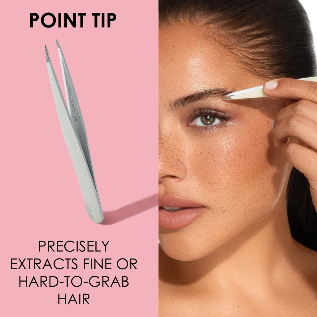 JAPONESQUE Pointed & Slant Tweezers Natural Shimmer Set – Precision Brow Tools