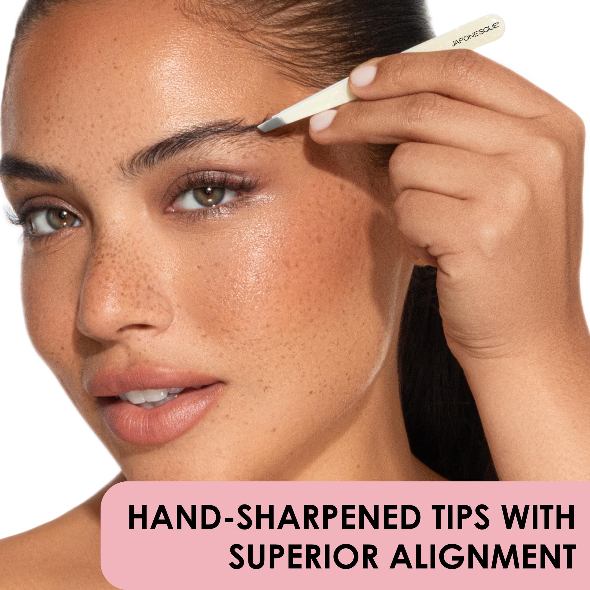 JAPONESQUE Pointed & Slant Tweezers Natural Shimmer Set – Precision Brow Tools