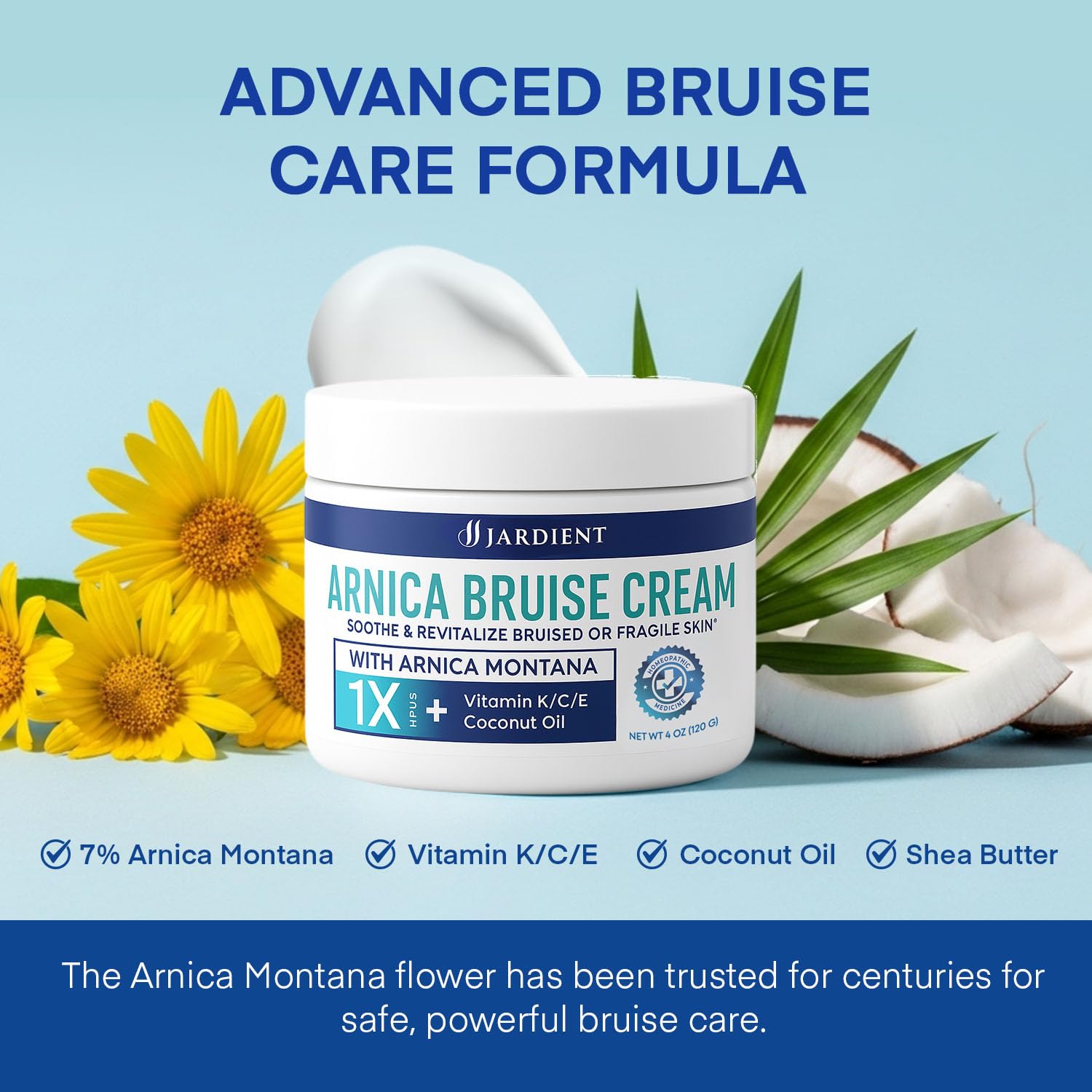 Jardient Arnica Bruise Cream Extra-Strength – Fast-Acting for Bruises on Thin Skin (4 oz)