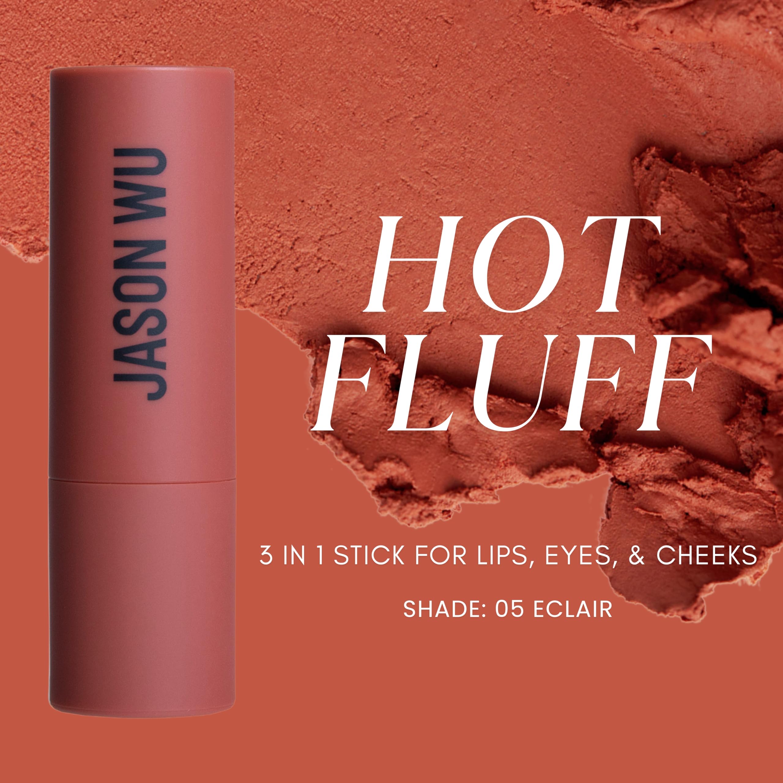 Jason Wu Beauty Hot Fluff Modern Matte Lipstick – 3-in-1 Lipstick, Blush & Shadow (Eclair, 3.8g)