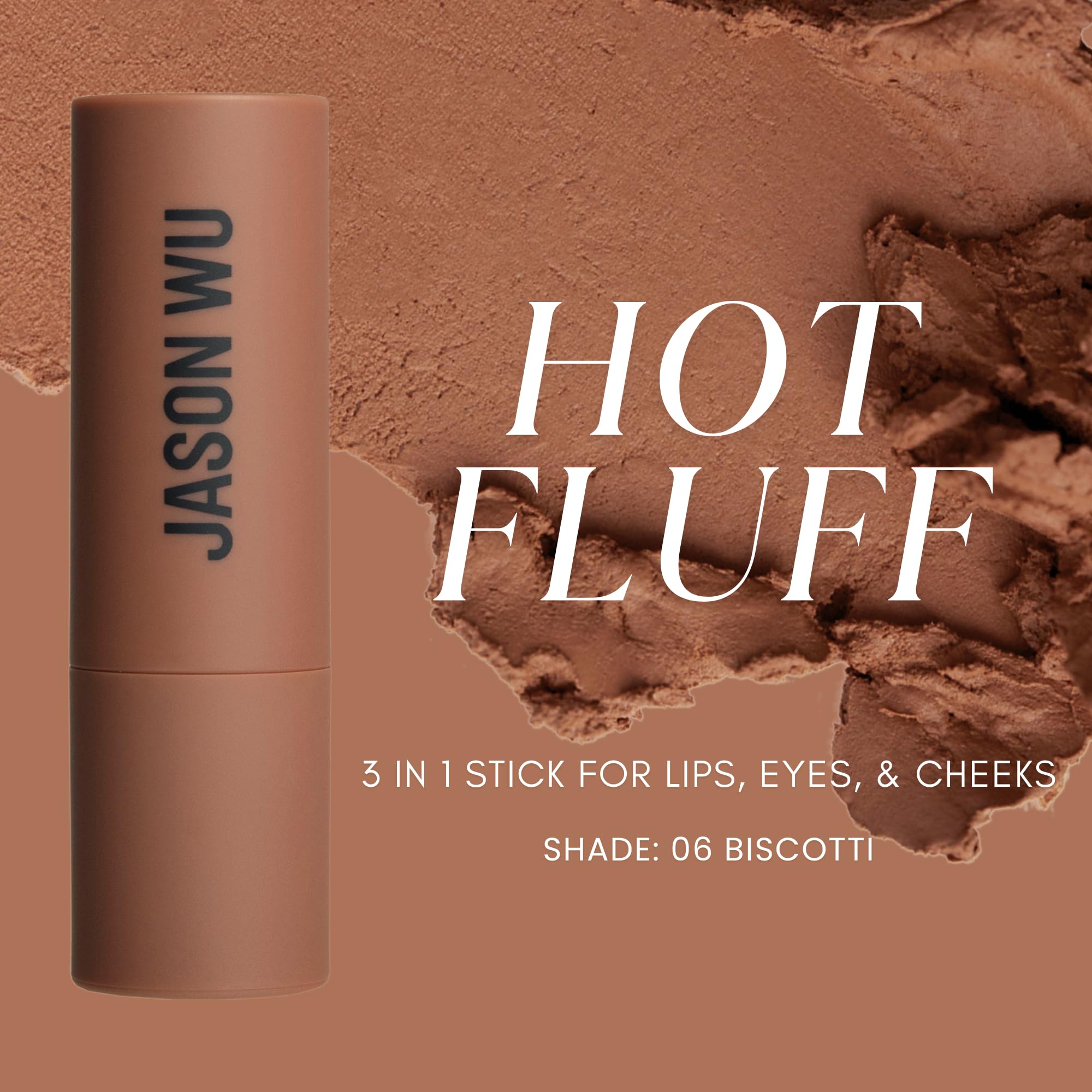 Jason Wu Beauty Hot Fluff Modern Matte Lipstick – 3-in-1 Lipstick, Blush & Shadow in Biscotti (3.8g)