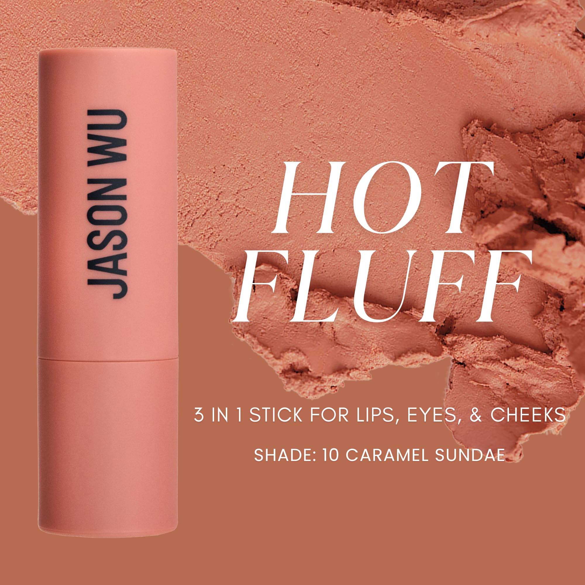 Jason Wu Beauty Hot Fluff Modern Matte Lipstick – 3-in-1 Lipstick, Blush & Shadow (Caramel Sundae, 3.8g)
