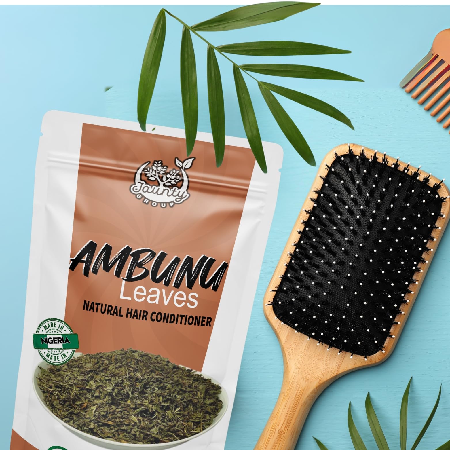Jaunty Store Ambunnu Leaves 50g – Herbal Hair Care Shampoo for Growth & Scalp Repair (Chad)