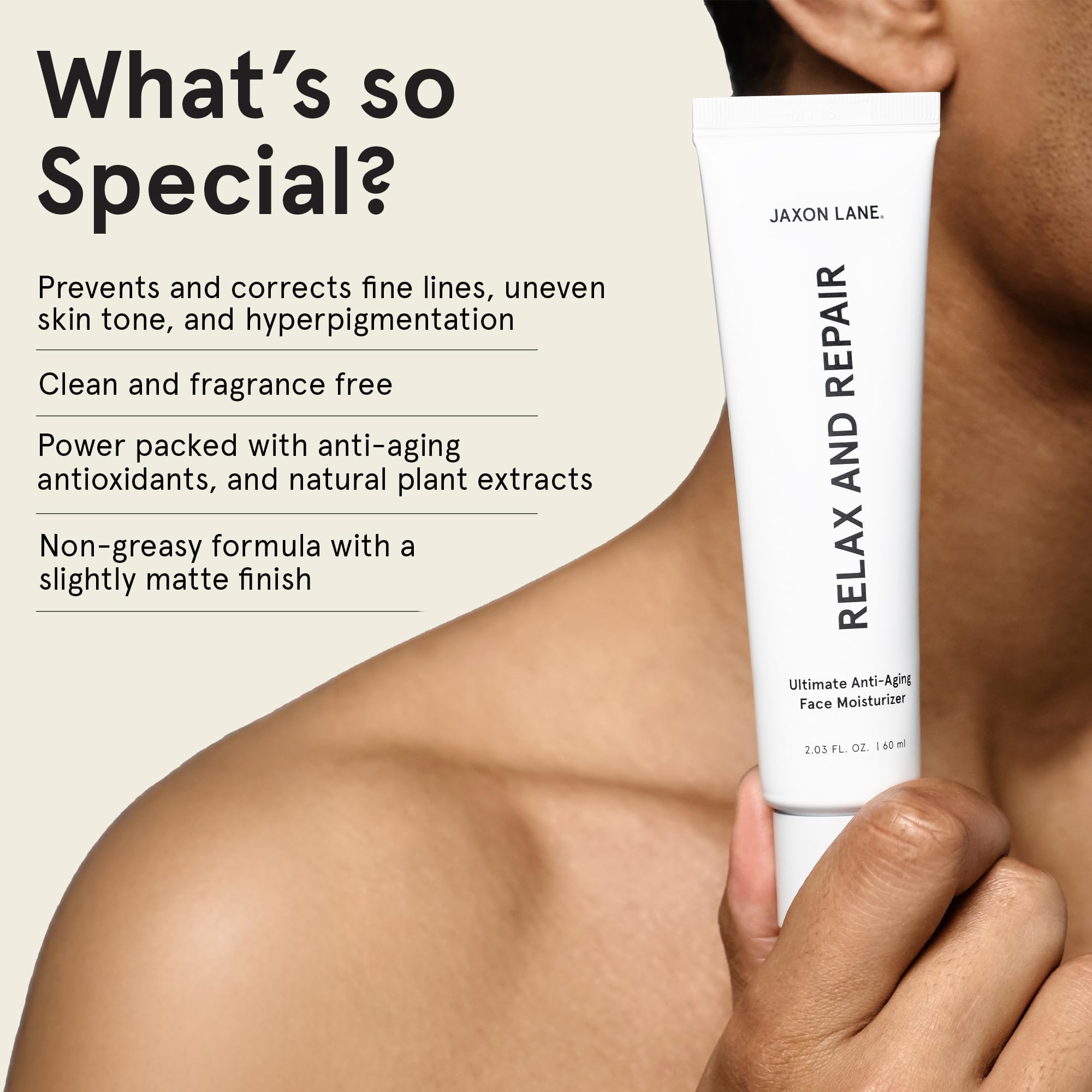 JAXON LANE RELAX AND REPAIR – Anti Aging Moisturizer for Men (2 Tubes) | Niacinamide, Hyaluronic Acid, Ceramides