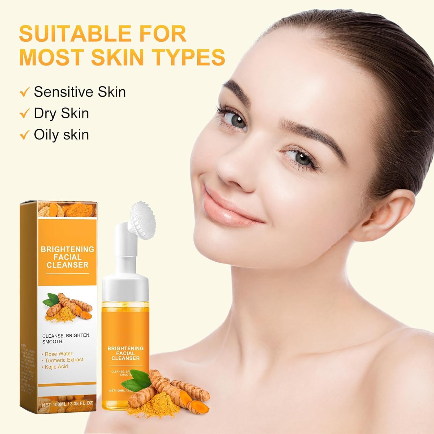 Jaysuing Turmeric Face Wash – Gentle Foaming Cleanser for All Skin Types