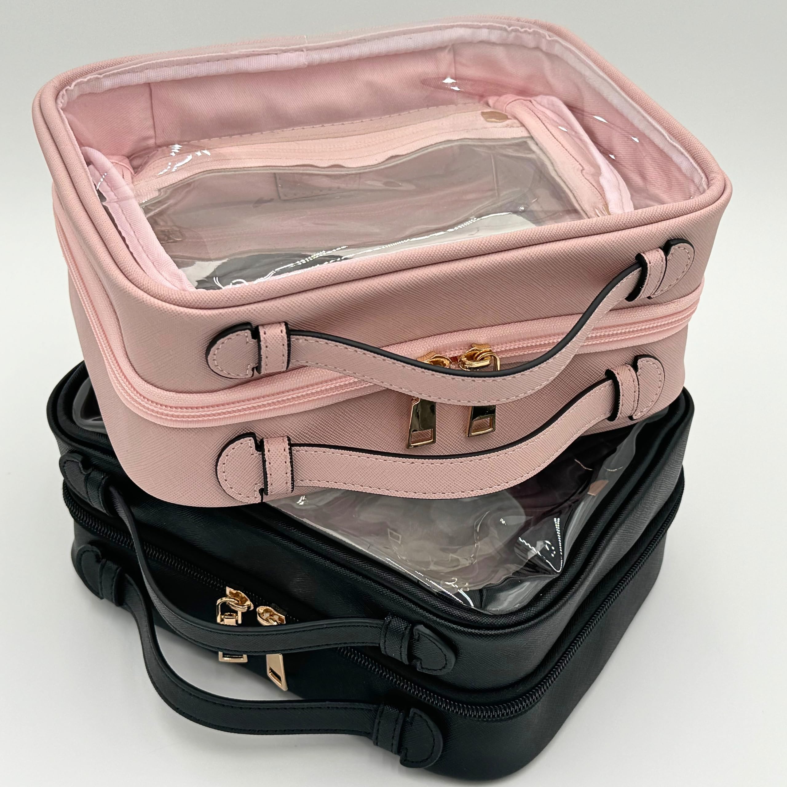 JAZD Clear Makeup Bag – Large Capacity Transparent Travel Case in Pink | TSA Approved