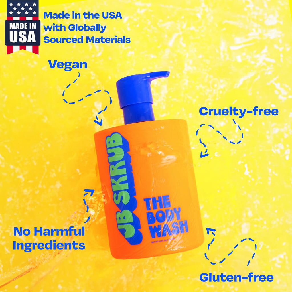 JB SKRUB Body Wash for Kids, Tweens & Teens — Foaming Action, Natural Citrus Scent, No Harsh Ingredients — 14 Oz