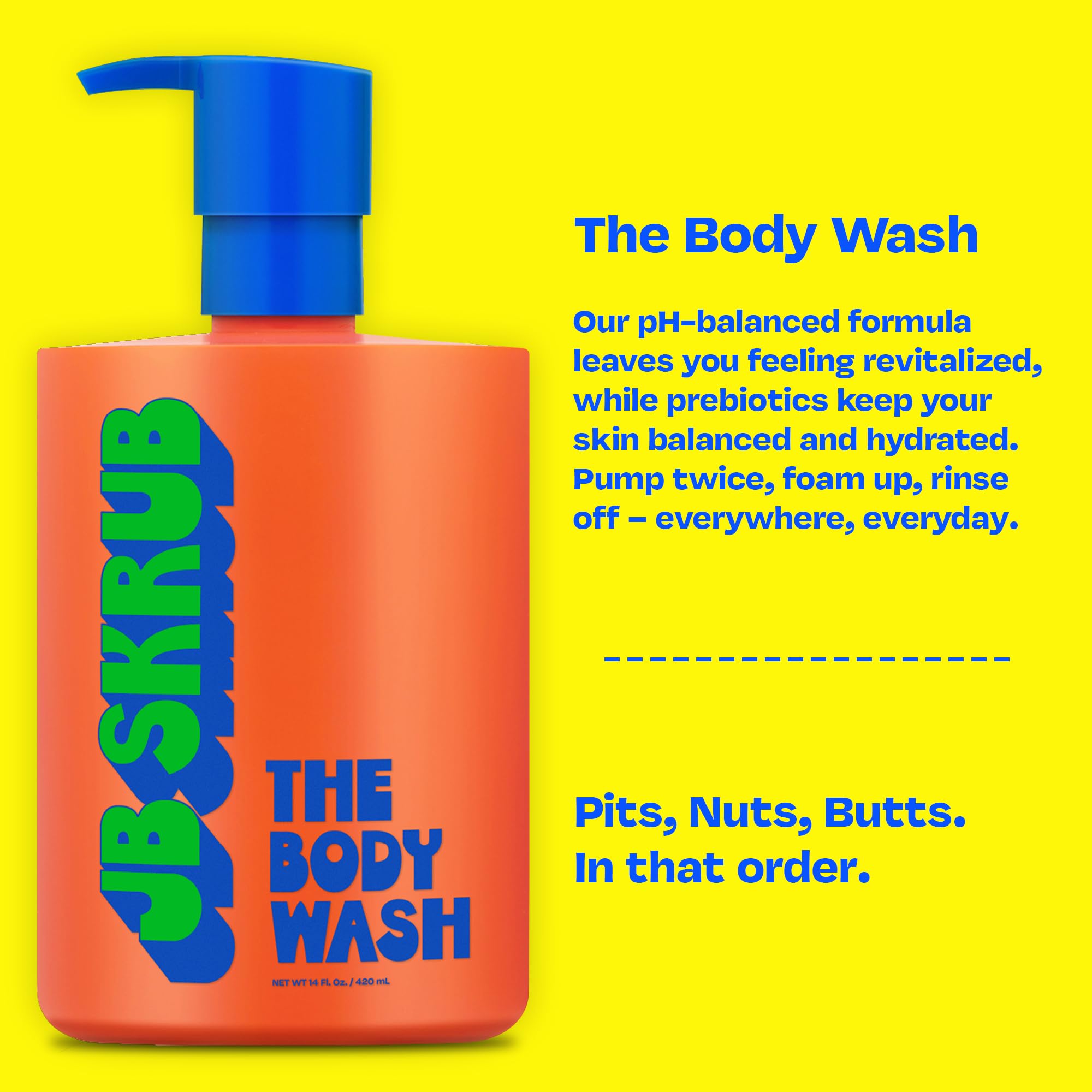 JB SKRUB Body Wash for Kids, Tweens & Teens — Foaming Action, Natural Citrus Scent, No Harsh Ingredients — 14 Oz