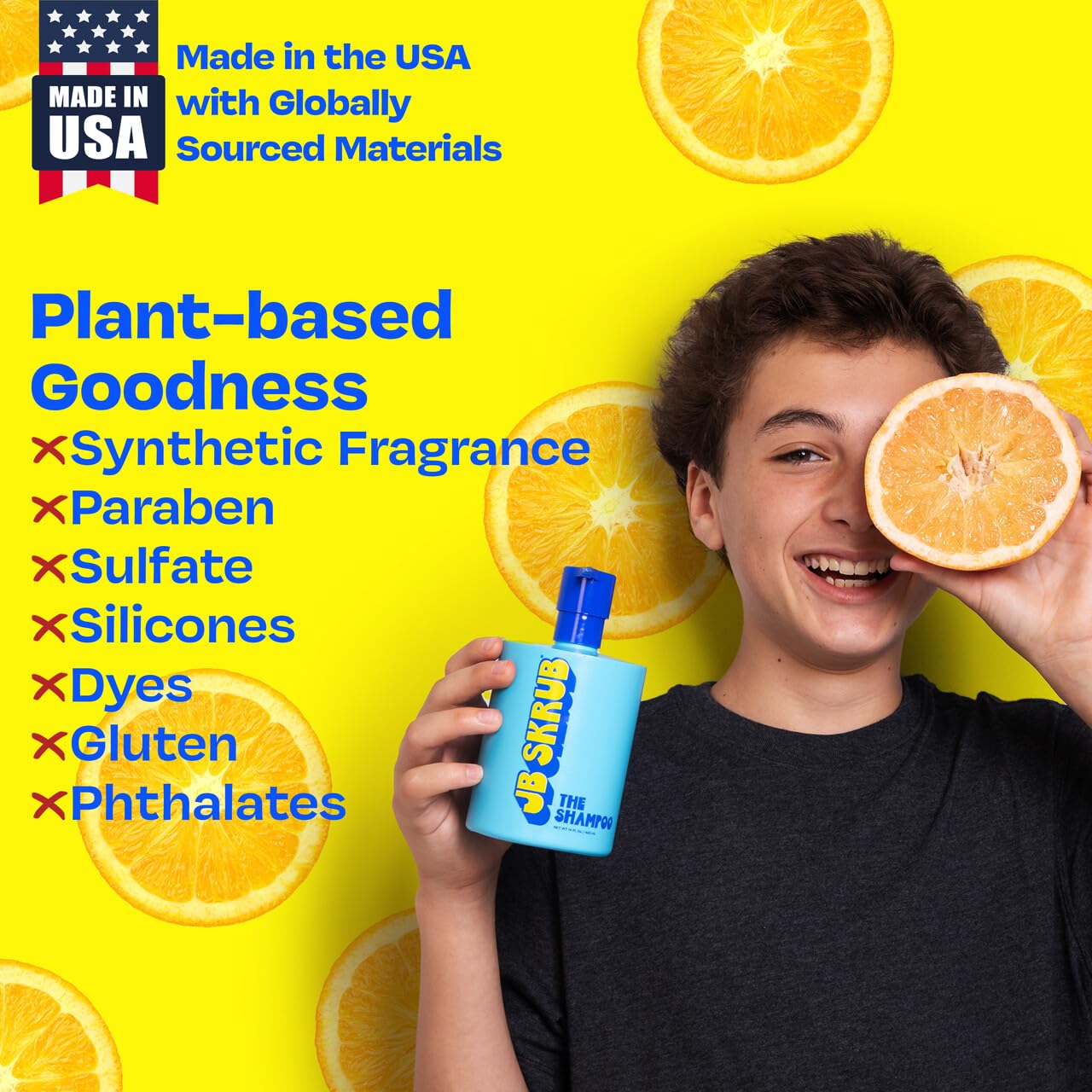 JB SKRUB Kids Shampoo – Aloe Vera & Green Tea, Sulfate-Free, 14 oz