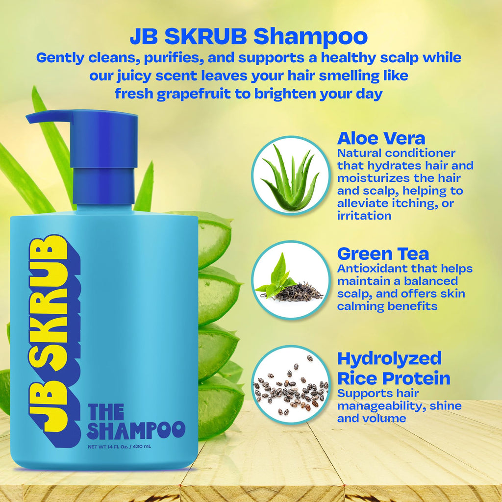 JB SKRUB Kids Shampoo – Aloe Vera & Green Tea, Sulfate-Free, 14 oz