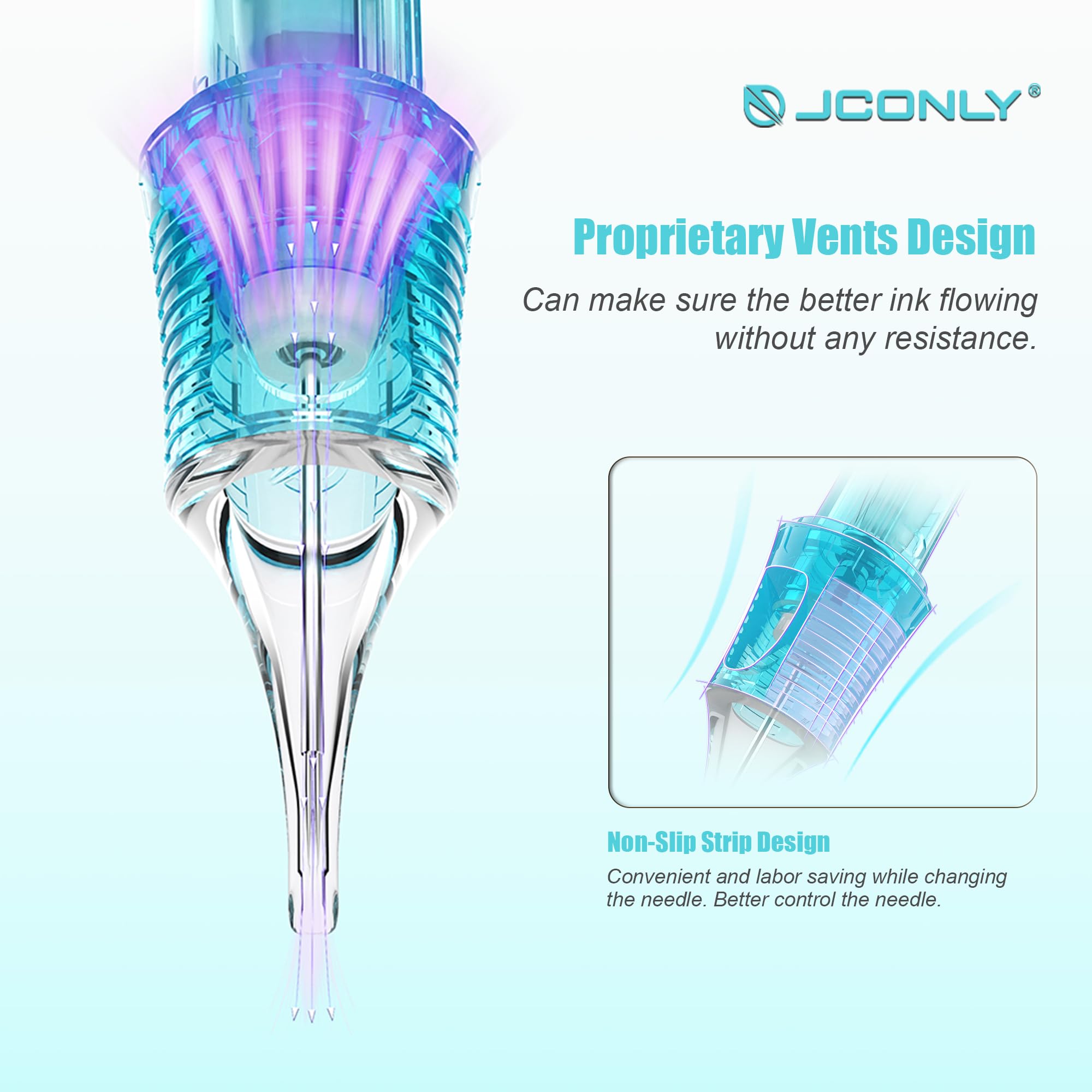 JCONLY Vetar Tattoo Cartridge Needles – 20 Pcs #10 Bugpin Curved Magnum 0.30mm