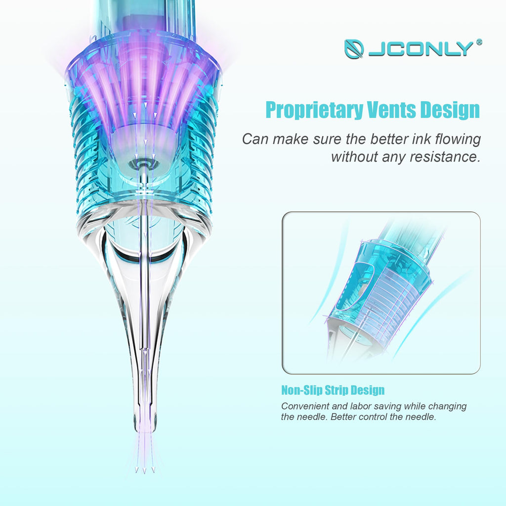 JCONLY Vetar Tattoo Cartridge Needles – 20 Pcs #10 Bugpin, 0.30mm, 17 Curved Magnum, 30°