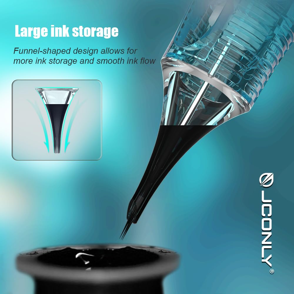 JCONLY Vetar Tattoo Cartridge Needles – 20 Pcs #10 Bugpin, 0.30mm, 17 Curved Magnum, 30°