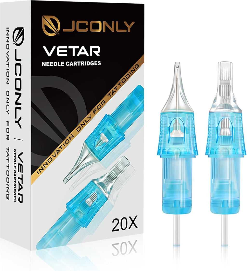 JCONLY Vetar Tattoo Cartridge Needles – 20 Pcs #10 Bugpin Curved Magnum 0.30mm