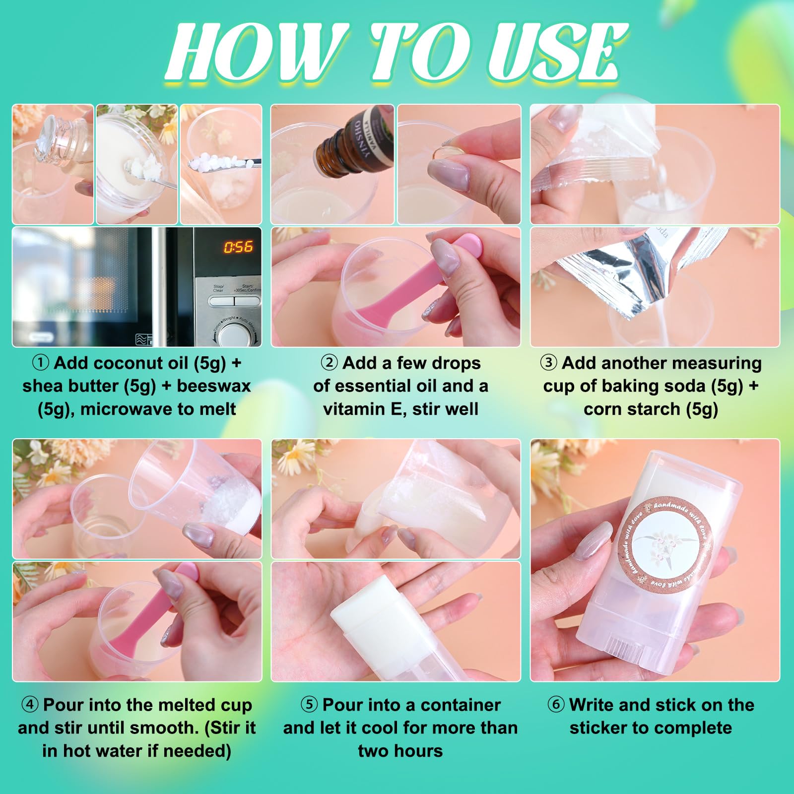 JCOOS Deodorant Making Kit — DIY Aluminum-Free Deodorant for Women and Men | Shea Butter, Coconut Oil