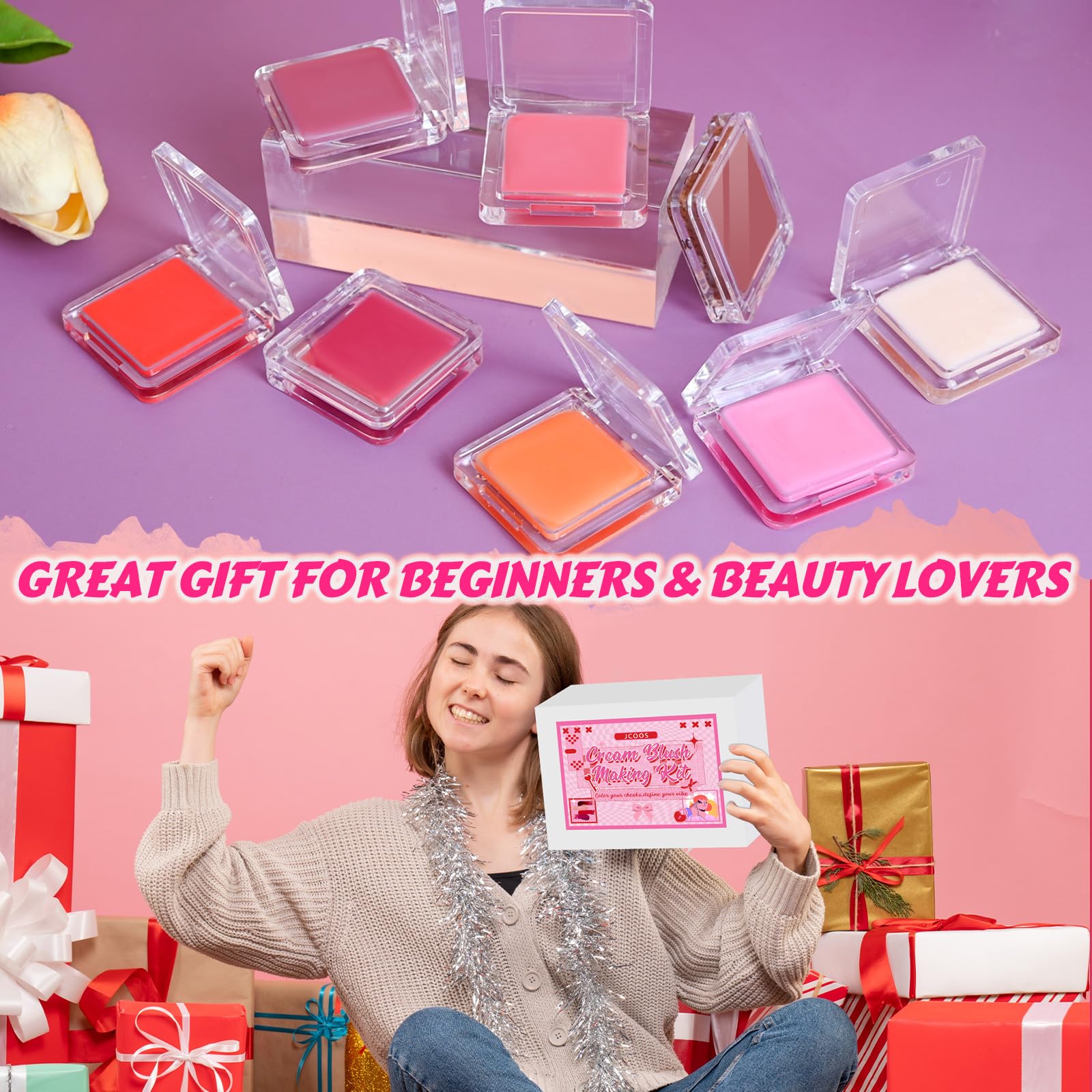 JCOOS DIY Blush Kit – Create Your Own Cream Blush with 8 Pigments