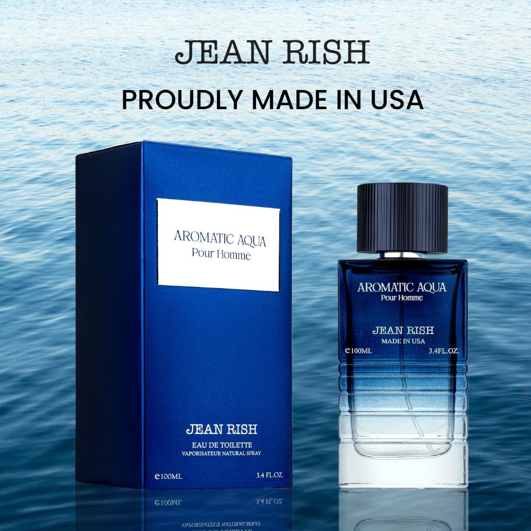 Jean Rish Aromatic Aqua Pour Homme EDP 100ml – Grapefruit, Mint & Ginger | Long-Lasting Luxury, Made in USA