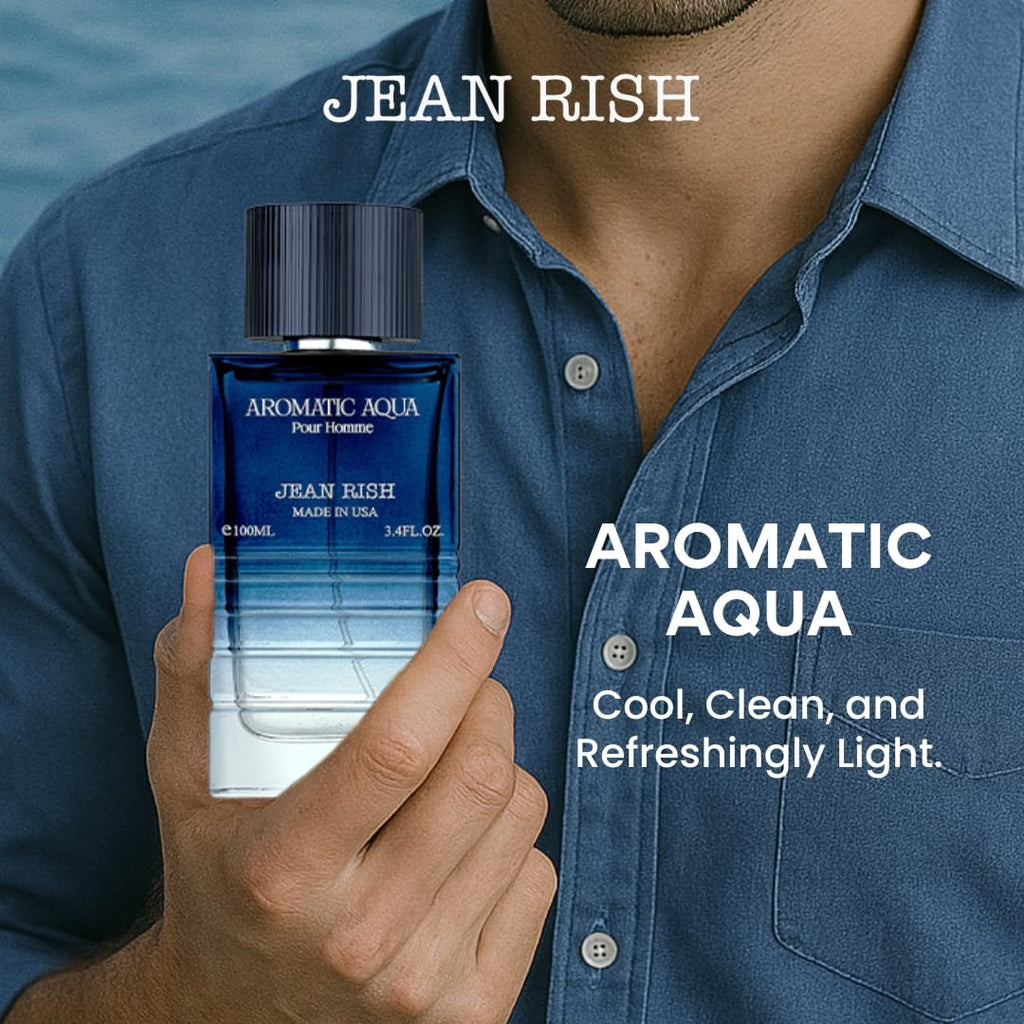 Jean Rish Aromatic Aqua Pour Homme EDP 100ml – Grapefruit, Mint & Ginger | Long-Lasting Luxury, Made in USA