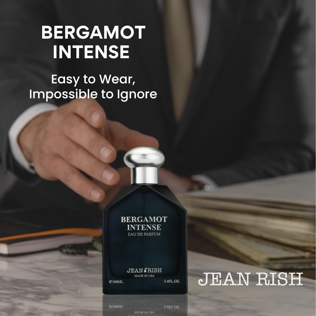 Jean Rish Bergamot Intense Eau de Parfum for Men – 3.4 Fl Oz / 100ml, USA-Made