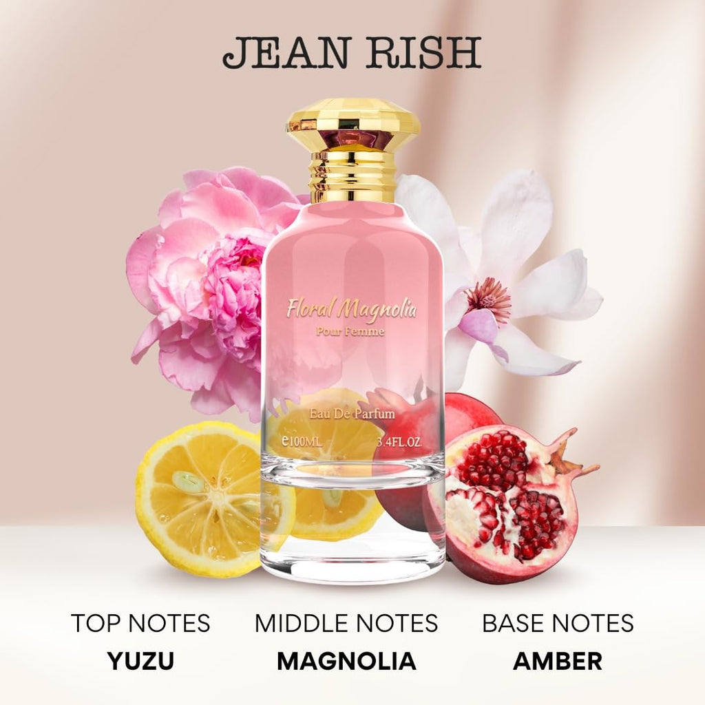 Jean Rish Floral Magnolia Eau De Parfum for Women – Yuzu, Magnolia & Amber, 3.4 oz