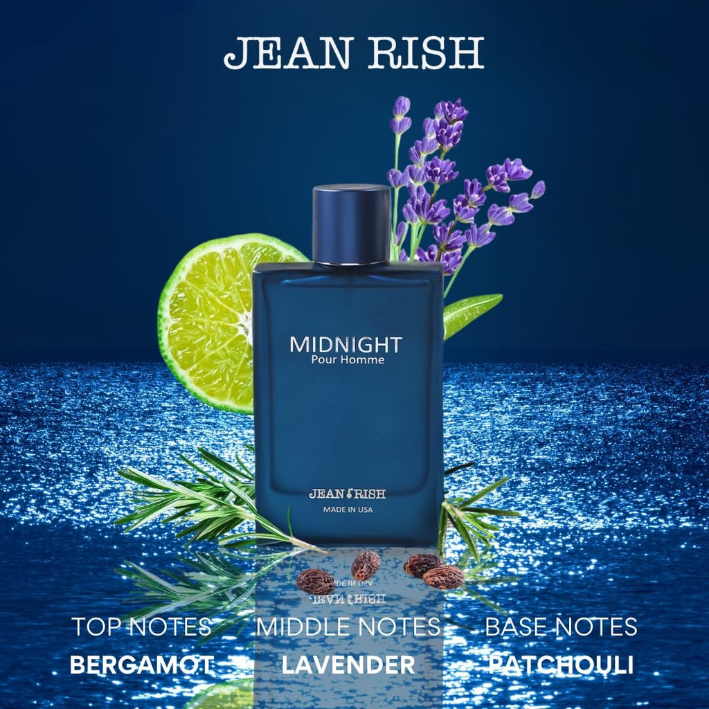 Jean Rish Midnight Pour Homme Eau de Toilette – 100ml with Bergamot, Lavender & Patchouli