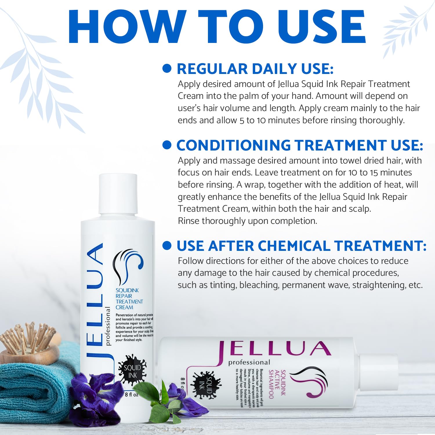 Jellua Squid Ink Active Shampoo & Repair Cream Duo – 8 oz