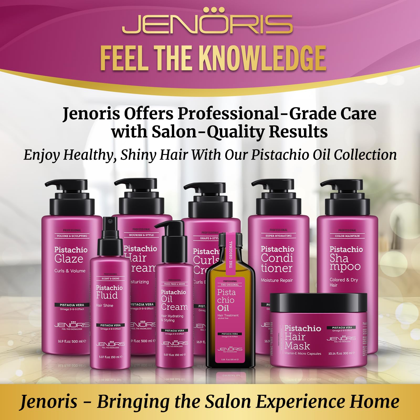 Jenoris Pistachio Oil Hair Serum – Lightweight Frizz Control & Hydration (1.69 fl oz)