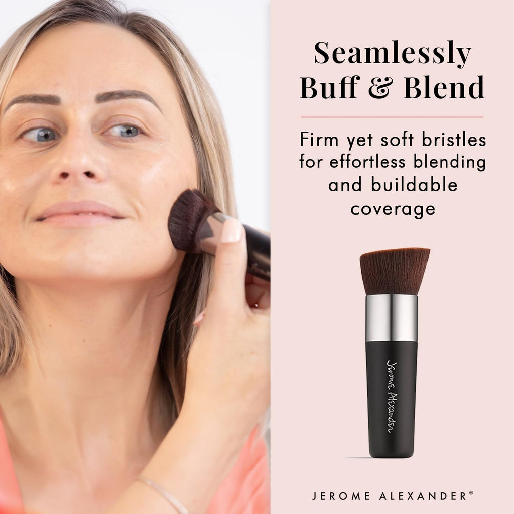 Jerome Alexander Angled Kabuki Foundation Brush (Black) – Flat Top Buffer for Seamless Coverage