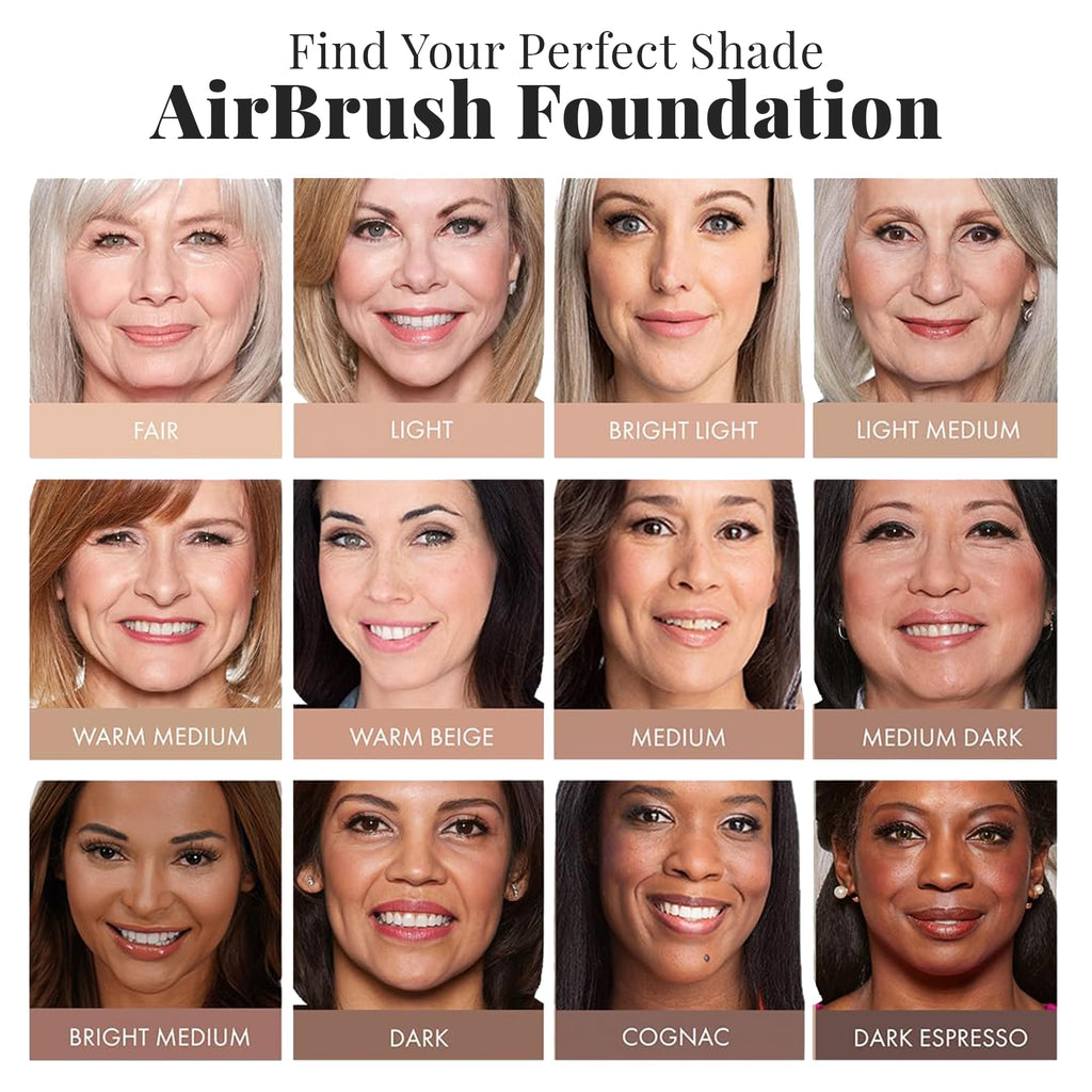 MagicMinerals AirBrush Foundation Set by Jerome Alexander – 3pc Kit with Primer, Foundation & Kabuki Brush (Light)