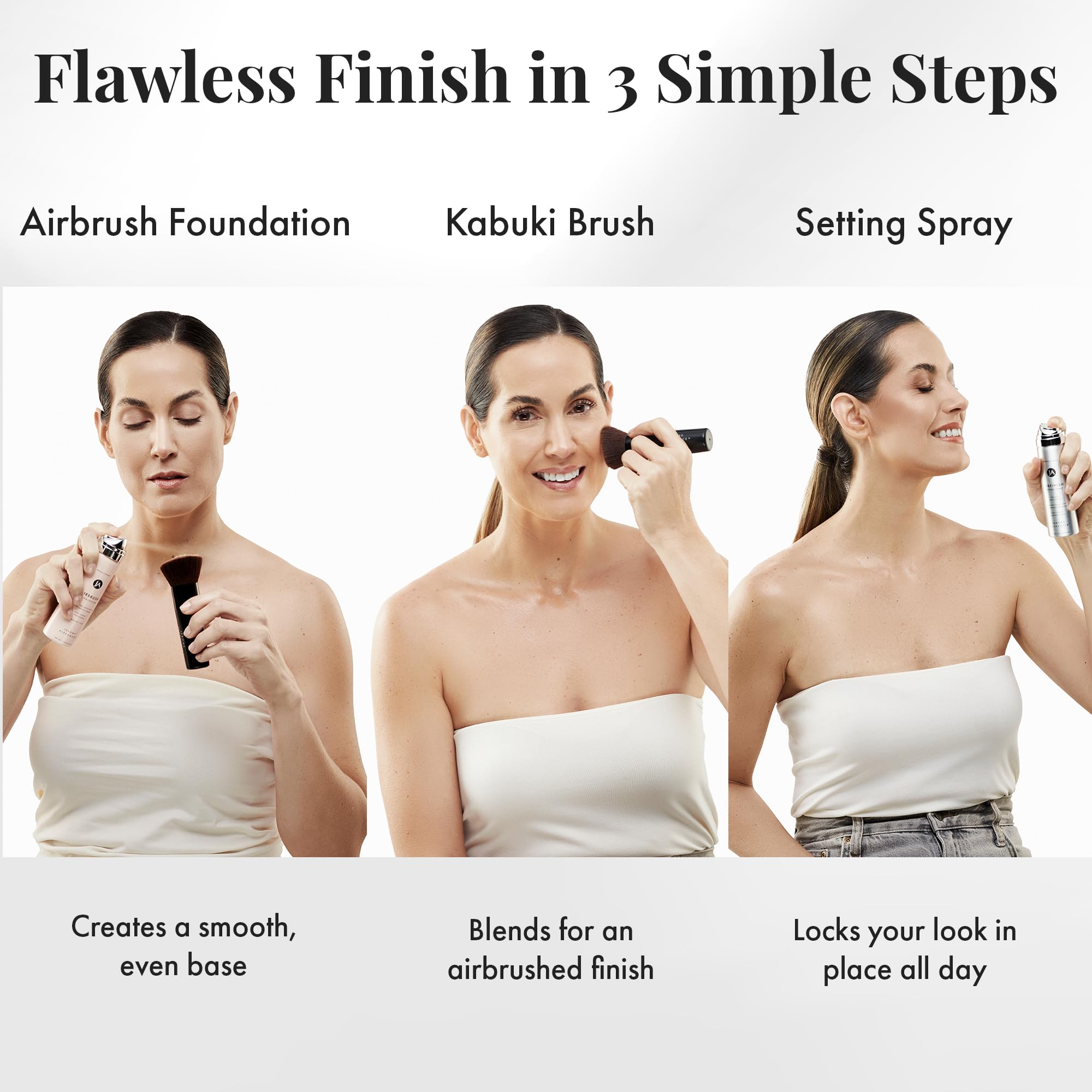 MagicMinerals AirBrush Foundation Set by Jerome Alexander – 3pc Set Includes AirFinish, Foundation and Kabuki Brush