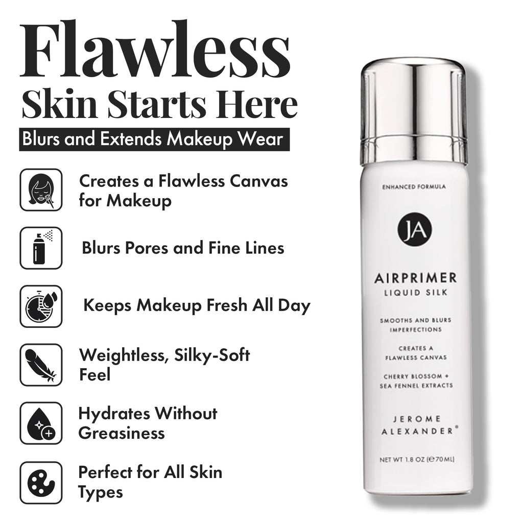 Jerome Alexander MagicMinerals AirBrush Foundation Set – 5-Piece with Primer, Setting Spray & Kabuki (Fair)