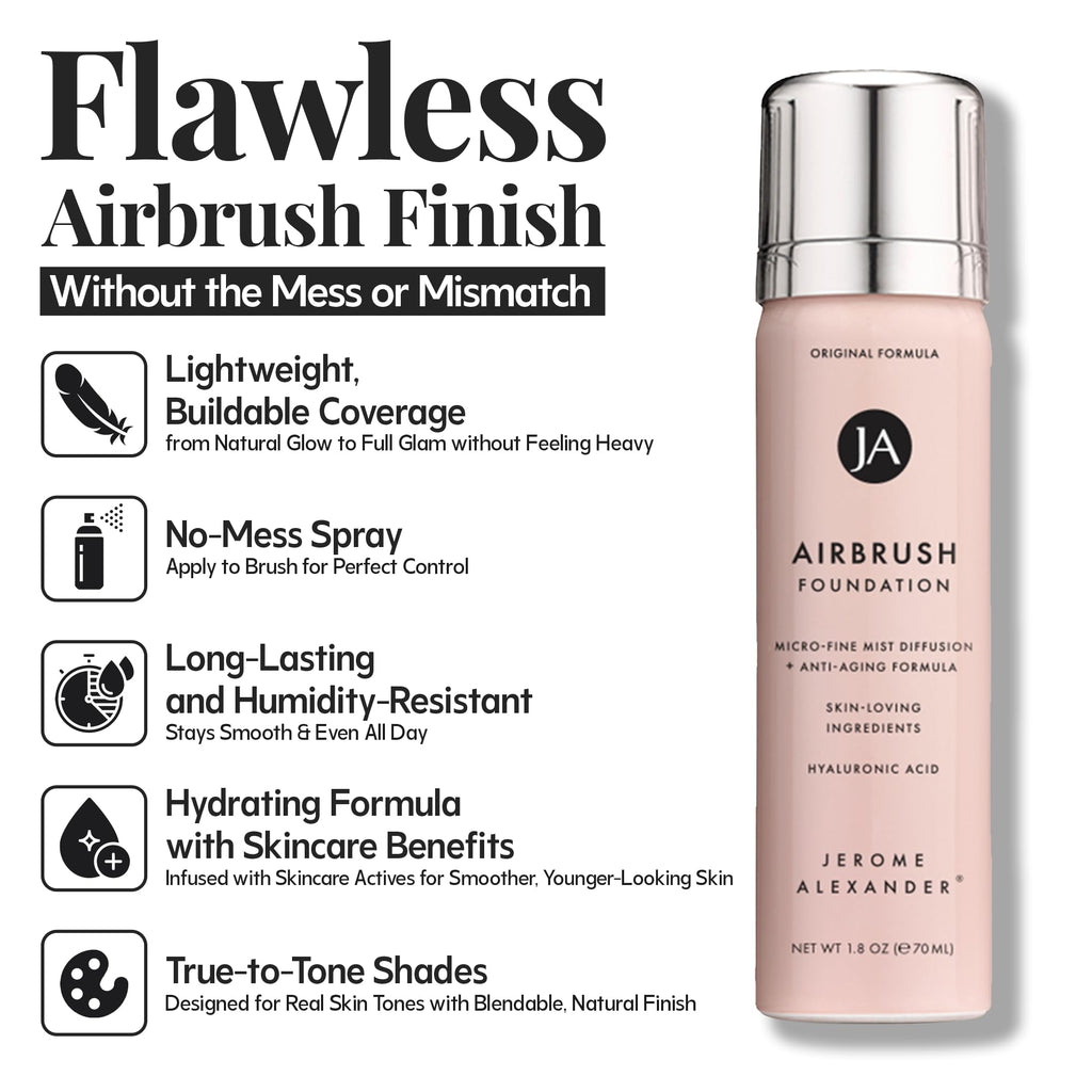 MagicMinerals AirBrush Foundation Set by Jerome Alexander – 3pc with Primer, Foundation & Kabuki Brush