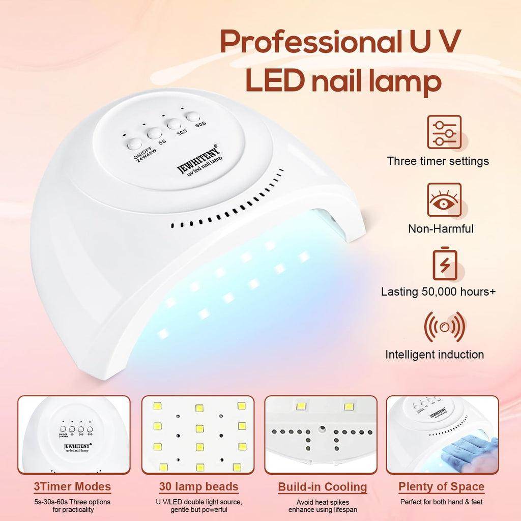 JEWHITENY Poly Extension Gel Kit with 48W LED Lamp — 14 Colors All-in-One Builder Kit