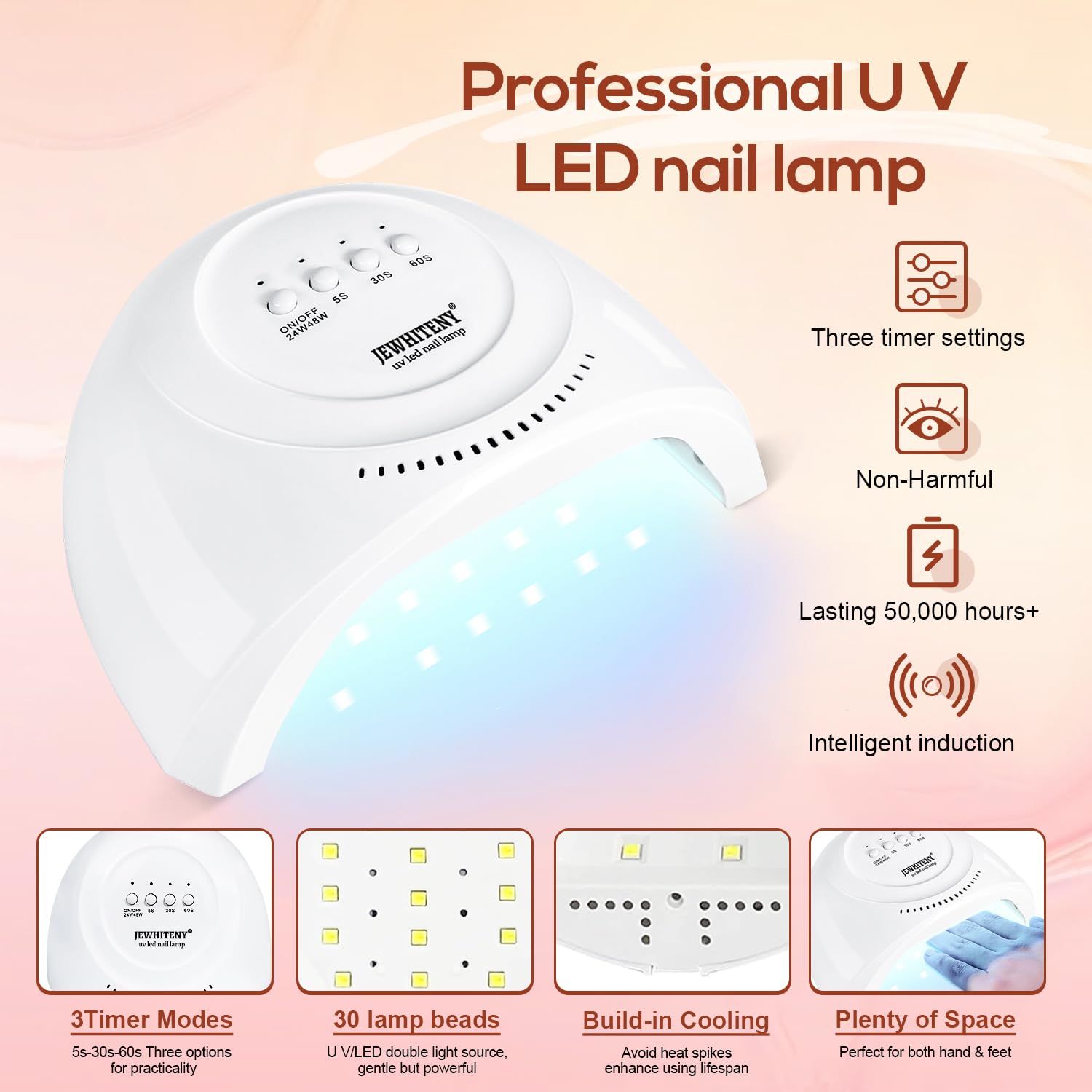 JEWHITENY Poly Extension Gel Kit with 48W LED Lamp — 14 Colors All-in-One Builder Kit