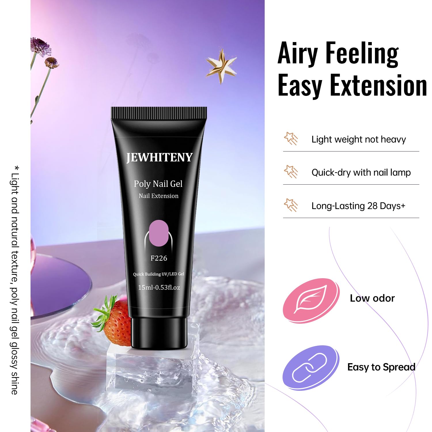 JEWHITENY Poly Gel Nail Kit – 14 Colors, 48W UV Lamp, Base & Top Coats, All-in-One Starter Kit