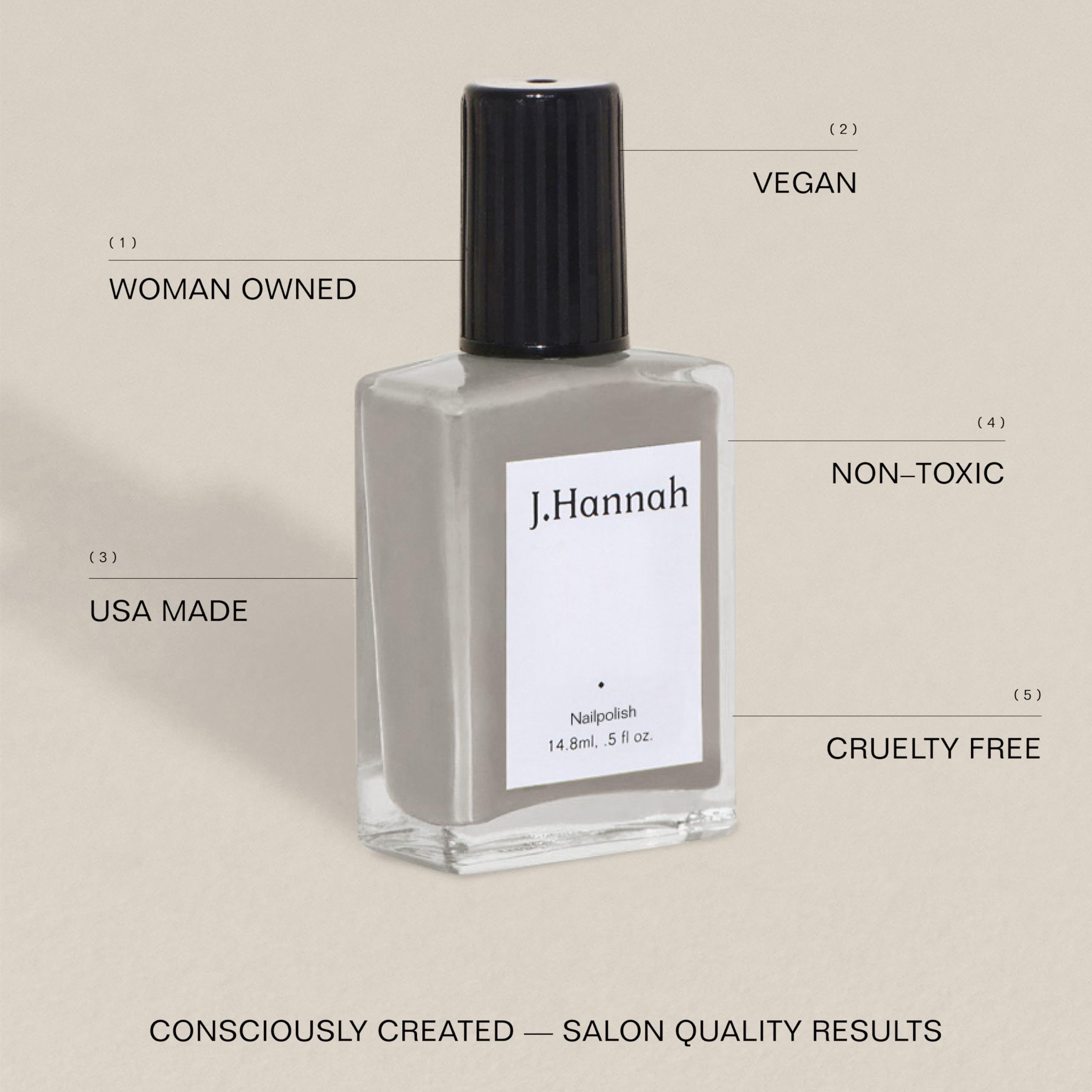 J. Hannah Nail Polish – Vegan, Non-Toxic Pewter Gray (USA Made)