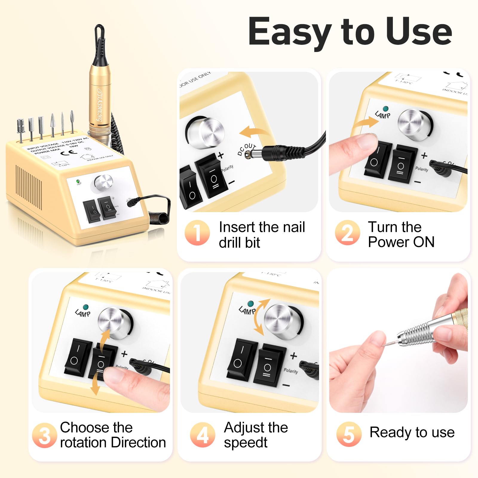 Jiasheng Electric Nail Drill — 30000 RPM Professional Nail Drill Machine for Acrylic Nails, Manicure & Pedicure Kit