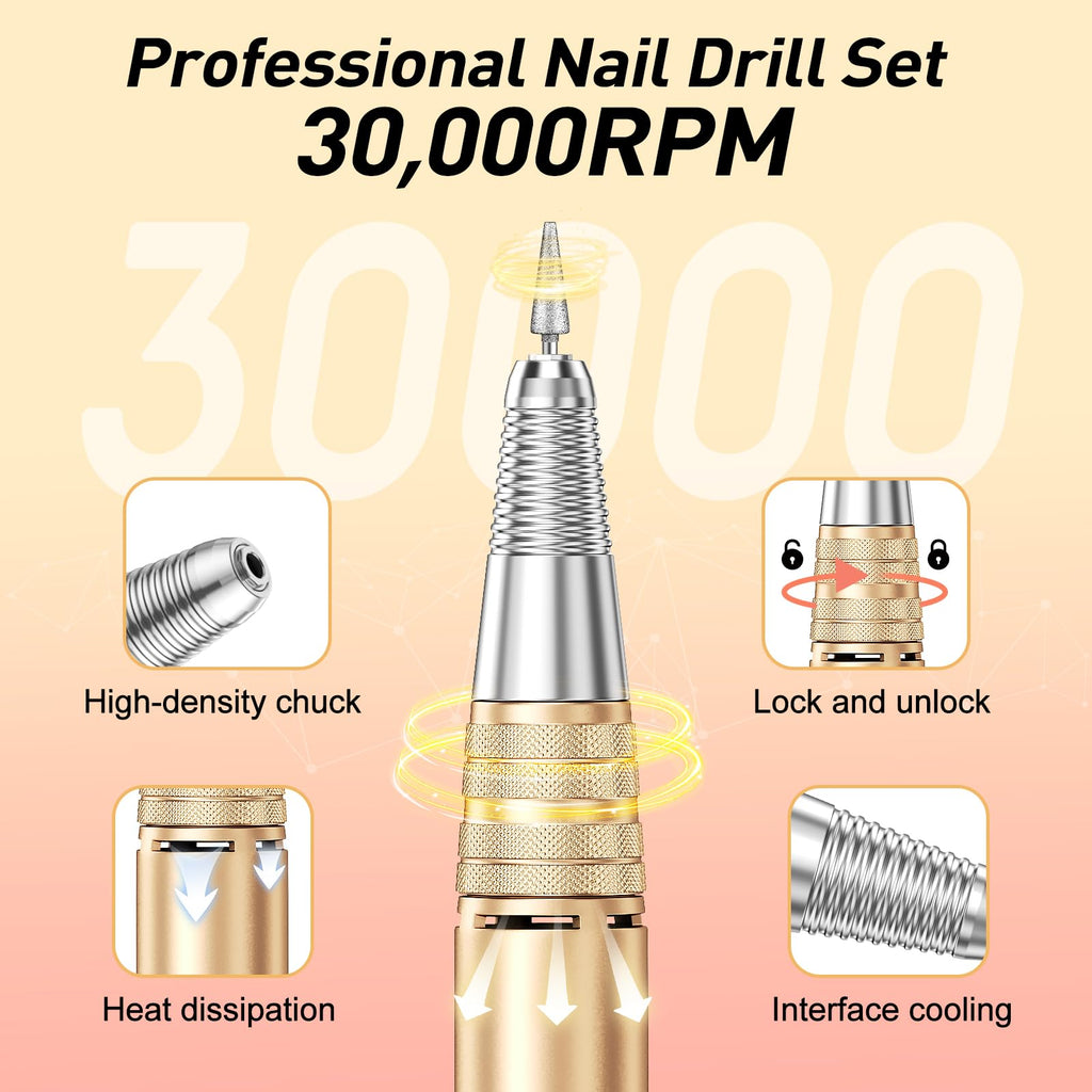Jiasheng Electric Nail Drill — 30000 RPM Professional Nail Drill Machine for Acrylic Nails, Manicure & Pedicure Kit