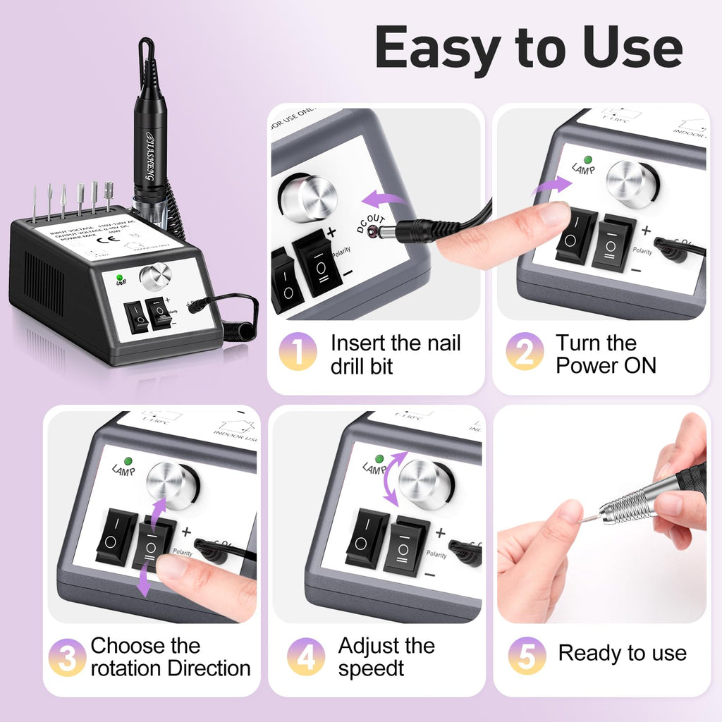 Jiasheng Professional Nail Drill – 30000rpm Efile for Acrylic & Gel