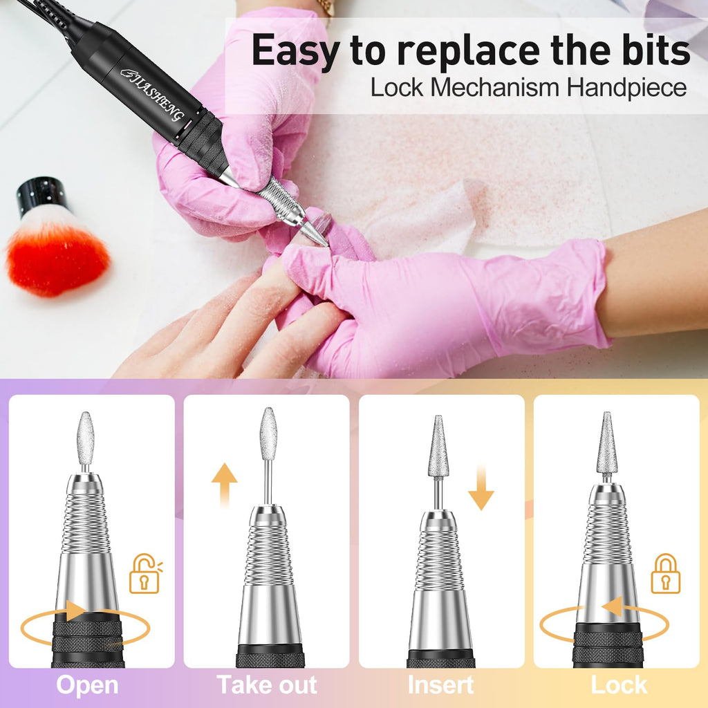 Jiasheng Professional Nail Drill – 30000rpm Efile for Acrylic & Gel